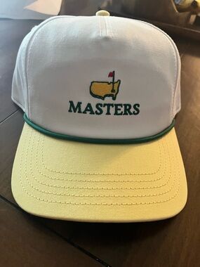 Masters Embroidered Logo Golf Hat in White & Yellow